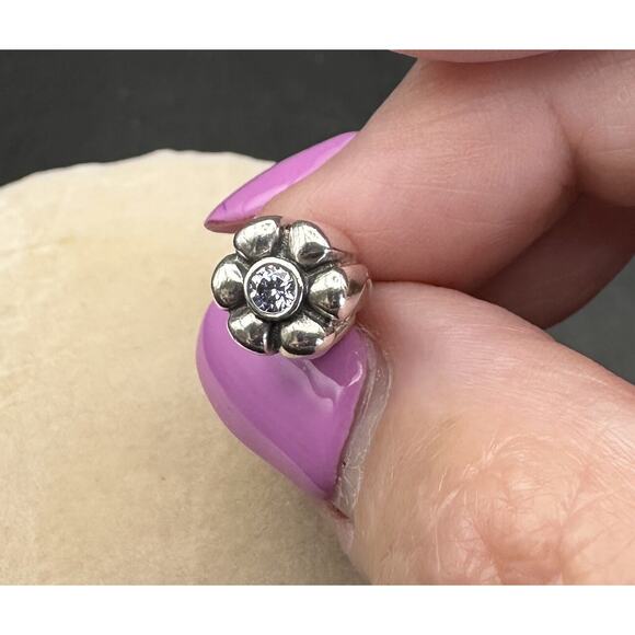 Authentic Pandora Flower Bud Dangle Pearl and Lavender CZ 790208LCZ 925 ALE - Picture 3 of 4